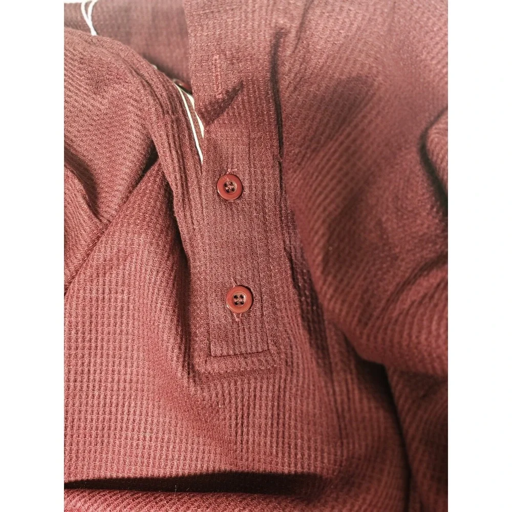 NWT Mens Coofandy Mens XXL 2XL Thermal Knit Pullover Burgundy Button